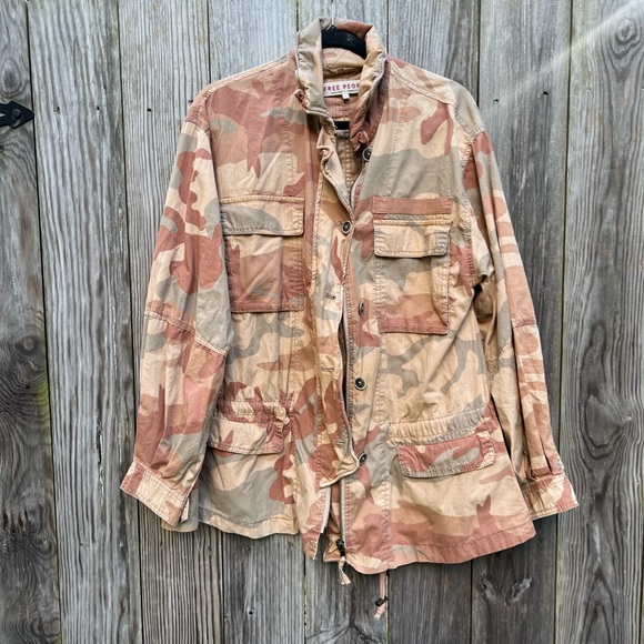 FREE PEOPLE Brown Camo Jacket Women’s Small - Picture 6 of 16